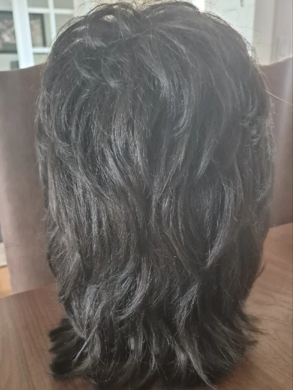 SALONI Dark Brown Layered Wig with Soft Bangs